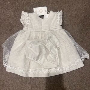 Mayoral White Lace Trim Formal Dress